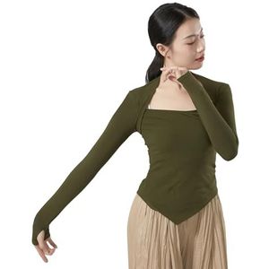 Angcoco Elegante blousetops met enkele schouder en stretch stretch met lange mouwen voor dames