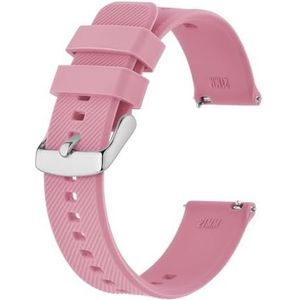 INEOUT Horlogeband 18 Mm ~ 22 Mm Siliconen Horlogeband Heren Dames Vervangende Band Rubberen Armband Roestvrij Gesp (Color : Pink-silver, Size : 21mm)
