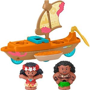 Fisher-Price Little People Peuterspeelgoed Disney prinses Moana & Maui's kanozeilboot met 2 figuren voor kinderen vanaf 18 maanden