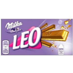 Milka Leo - 4 Fingers chocolade - 32 pakjes - 33 g per pak - Melkchocolade - Knapperige lekkernij - 100% Alpenmelkchocolade - Krokante wafel met chocolade en romige vulling