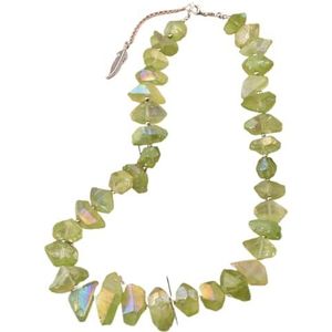 Women Collar Choker Necklaces For Women Rough Chunky Crystal Stone Short Necklace Wedding Party Jewelry Gifts (Color : Green Silver)