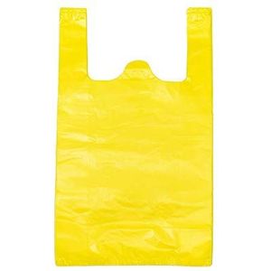 LazyMe 12 x 20 inch plastic dikke gele T-shirtzakken, handvat boodschappentassen, multifunctionele grote maten koopwaar zakken, gele effen boodschappentassen, duurzaam, Veelkleurig/Geel, M, Klassiek