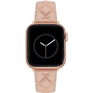 Anne Klein Lederen band met quiltpatroon voor Apple Watch veilig, verstelbaar, Apple Watch Band vervanging, past op de meeste polsen, blush roze/roségoudkleurig, 42/44/45/Ultra/Ultra 2, WK/1056RGBH42,