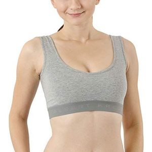 ALBERT KREUZ Dame BH zonder beugel, bralette, comfortabele bustier, sport, organisch stretch katoen grijs L
