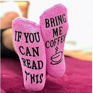 Marooma Grappige vrouwen sokken ""Als je dit kunt lezen, breng me koffie†Nieuwigheid enkel lounge sokken katoen nieuwigheid Crew Slipper sokken Cupcake cadeau verpakking