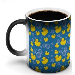 Rubber Eend Een Zeep Bubble Pas Magic Warmte Veranderende Mok Keramische Cup Koffie Mokken Warmtegevoelige Grappige Gift