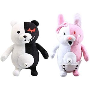 lefeng 2 stuks anime Danganronpa pluche speelgoed monokuma zwart roze beer zachte poppen cadeau voor kinderen 25,4 cm
