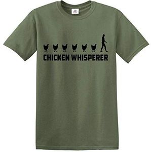 Kip Whisperer T-Shirt Farmer Farm Nieuwe Grappige Verjaardagscadeau Gift Nieuwigheid Top, Militair Groen - Zwart Print, L