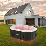 Arebos Opblaasbaar - met LED Verlichting - Hottub voor Innen en Buiten - Jacuzzi Opblaasbaar 2 Persoons - 90 Luchtstralen - 190x120 cm - 550L - Opblaasbaar Bubbelbad Massage