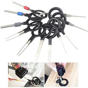 CESFONJER 11 stuks auto kabel stekker uitbreiding gereedschap terminal stekkerverbinding demontage ontgrendelingsgereedschap voor platte en ronde stekkercontacten
