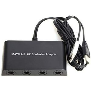 Gamecube Controller Adapter - Zwart - Voor Nintendo Wii U en PC USB - 4 Slots