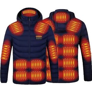 Verwarmd vest for dames heren, 19 verwarmingszones verwarmde jas bodywarmer gilet, elektrisch USB verwarmingsjack for de winter Outdoor winterskiën jagen wandelen motorfiets (Color : Blue, Size : S