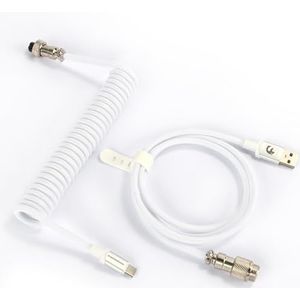 MAMBASNAKE C01Pro Opgerolde USB C Kabel voor Gamingtoetsenbord, Nylon Braided Kabel Usb C voor Mechanische Toetsenbord met Afneembaar Luchtvaart Connector, Type C Oplaadtoetsenbord Kabel