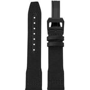 For IWC Nylon Horlogeband for Grote Piloot for Kleine Prins for Mark 18 Nylon Canvas Koeienhuid Heren Horlogeband 20 21 22mm Groene Armband (Color : Black black folding, Size : 22mm)