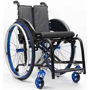 CFMAIF Reisrolstoel, aluminium vouwstoel, rolstoel, opvouwbaar, licht, draagbaar, voor volwassenen en kinderen, in hoogte verstelbaar (blauw, 40 cm/15,7 inch zit)