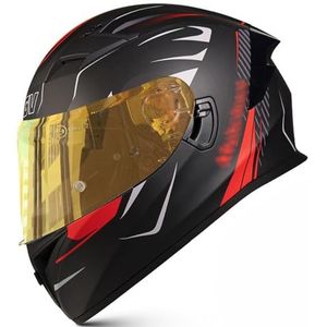 RYDZCLH motorfiets integraalhelm mode retro scooter bromfiets straat helm met dubbel vizier heren dames motorcrosshelmen voor alle seizoenen DOT/ECE goedgekeurd,D,M