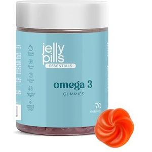 Jelly Pills Vegan Omega-3 (DHA uit Microalgen) & B-Vitamines – 70 Gummies – Sinaasappelsmaak – Zonder Toegevoegde Suikers – 100% Plantaardige Formule voor Energie, Focus & Welzijn