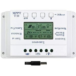 Zonne-laadregelaar, Zonne -controller nul niveau 1 0A 12/24V PWM LCD Automatische identificatiebelasting en ontladingscontroller