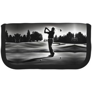 Zwart en wit Golfs Leuke Canvas Pencil Pouch - Georganiseerde Opslag voor Reizen & Dagelijks Gebruik Etui, Make-up Pouch