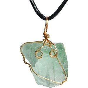 Ruwe Kristallen Helende Stenen Hanger Ketting Voor Dames en Heren Chakra Balancing Reiniging Reiki Edelstenen Sieraden,Green Fluorite+Golden Chain