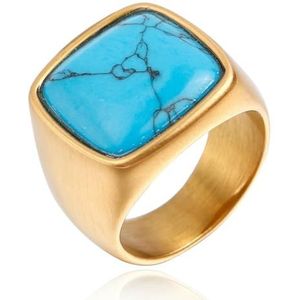 Gepersonaliseerde Retro mannen natuurlijke edelsteen titanium stalen ring trendy titanium stalen sieraden, 12, Metaal, Zirkonia