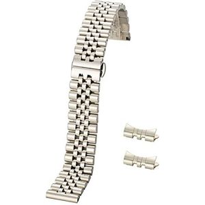 Horlogebandje Vlindergesp roestvrijstalen horlogeband armband massief metalen horlogeband gebogen eindlink 12 mm 14 mm 16 mm 18 mm 20 mm 22 mm horlogeband(Silver_16mm)