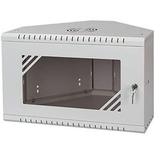 Stalflex Rack Cabinet Corner 19"" 6U, 330mm, Glass Door, Gray CRC19-6U-330GG