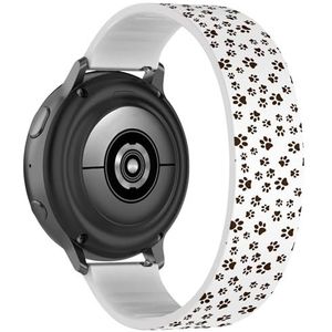 RYANUKA Solo Loop Band Compatibel met Samsung Galaxy Watch 6 / Classic, Galaxy Watch 5 / PRO, Galaxy Watch 4 Classic (Kat Hond Bruin Poot Prints) Elastische Siliconen Band Strap Accessoire, Siliconen,