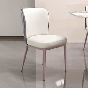 Crème eetkamerstoelen set kunstleer gestoffeerde stoelen keuken aanrechtstoelen met rugleuning en metalen poten, casual receptie stoelen voor thuis woonkamer slaapkamer kantoor (gebroken