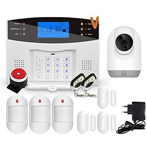 Huisbeveiligingssysteem Tuya Smart Home Alarmsysteem GSM Beveiliging Inbraakalarm 433MHz Draadloze Deur Raam Rookmelder Solar Sirene Kit Verbeter uw bescherming (Color : J, Size : Russian)