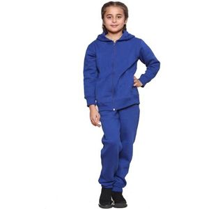 Trainingspak voor jongens, trainingspak, met capuchon, effen, leger, commando-print, trainingspak, hoodie met joggingbroek, sport-activewear-set, meisjes, jongens, kinderen van 5-13 jaar, Royal Blue Rits Pak, 7-8 Jaren