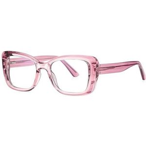 Halloween-cadeau Modieuze montuur, Unisex titanium brilmontuur met veerscharnier en blauwe lenzen in meerdere kleuren(Pink)