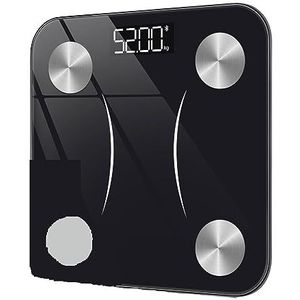 Lichaamsvetweegschaal Digitale Slimme Weegschaal Bluetooth-compatibele Draadloze Badkamerweegschaal Lcd-scherm Samenstellingsanalysator Gemakkelijk Te Gebruiken(Black)