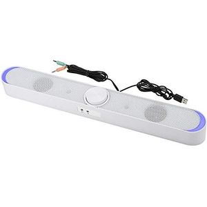 ASHATA Computer Soundbar, draadloze bluetooth-luidspreker voor huishoudelijke desktop computer met USB-aansluiting en 3,5 mm hoofdtelefoonmicrofoon, volumeregeling, LED-licht