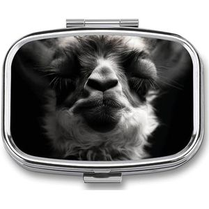 A Little Camel pillenetui met 2 compartimenten, pillenorganizer, draagbare vierkante pillendoos, vitaminepillenorganizer voor zakportemonnee en reizen