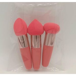 3 stks/set Cosmetische Bladerdeeg Foundation Poeder Make-Up Borstel Vrouwen Gezicht BB Cream Concealer Applicator Professionele Beauty Make Up Gereedschap (Color : Watermelon red)