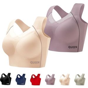 Houdingcorrigerende Push-up Bh Voor Oudere Vrouwen, Volle Cup, Grote Maat, Ademend En Naadloos(Nude+bean Paste,6X-Large)