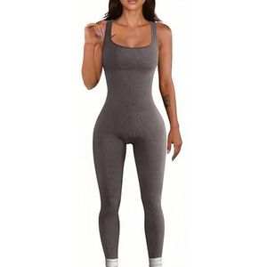 Rongseng Jumpsuit voor dames, strak, sexy, mouwloos, tankromper, bodycon, sport, jumpsuit, stretch, geribbeld, eendelig, yoga, bodysuit, overall, naadloze workout, playsuit, sportpak, trainingspak,