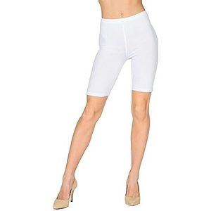 looksy Dames Fietsshorts Katoenen Knielange Legging Zomer Bikerbroek Yoga Sport, Wit, S