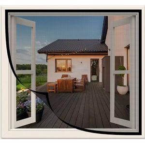 Klamboe raam 210x205cm Anti-insectenraam-klamboe,anti-muggen,voorkomt het binnendringen van insecten,complete installatiekit,insectengaas,Zwart