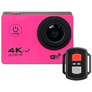 Sports Camera Ultra HD 4K WiFi Remote Control Sports Camera 170D waterdichte sport DV Helmcamera(Color:Rosy red)