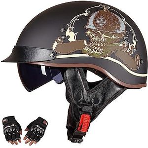 Motorhelm, Snelsluiting, open helm for heren en dames, for cruiser chopper, ECE-goedgekeurd, maat XL 59-60 cm(D,XL5960cm)