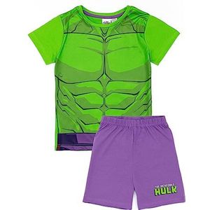 Marvel Hulk pyjamaset voor jongens | Hulk T-shirt en korte korte broek voor kinderen PJ's | Machtig Groen en Paars Ontwerp | Officiële Marvel-merchandise | Perfect cadeau voor kleine superhelden