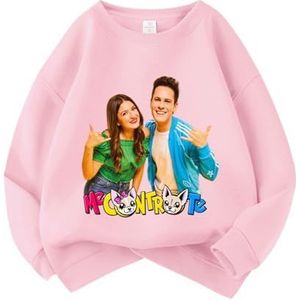 MAOXITCATY Kindertrui in pasteltinten van katoen met print voor jongens en meisjes, lange mouwen, truien voor kinderen van 3-10 jaar,Roze,110cm