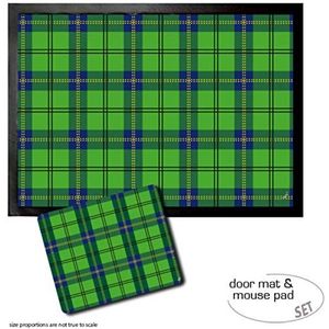 1art1 Patroon, Tartan Pattern Green Deurmat (70x50 cm) + Muismat (23x19 cm) Cadeauset