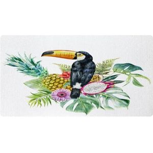 VAPOKF Toekan vogel in de tropische vruchten laat jungle keukenmat, antislip wasbaar vloertapijt, absorberende keukenmatten loper tapijten voor keuken, hal, wasruimte