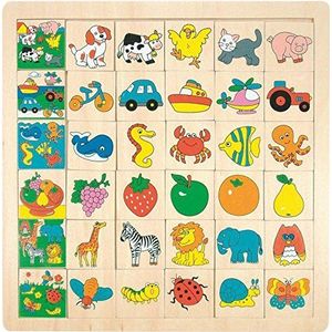 WOODY Legspel/educatief spel - LOTTO puzzel - dieren van hout - foto's houten speelgoed - houten spel - lottospel leerspel herinnering - legspellen - voor kinderen