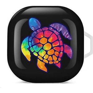 Tie Dye Cool Sea Turtle-1 oordopjes hoesje compatibel met Samsung harde beschermhoes wit stijl