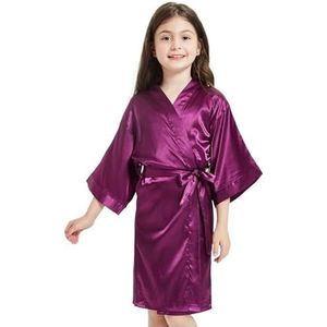 JMORCO Badjas satijn dames 3-13 jaar satijn badjas bad robes meisje pyjama badjas verjaardag spa bruiloft, CM11, 6-7T(115-130cm)