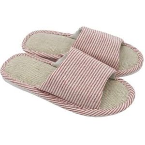 APIKA Dames- en Heren Katoen Vlas Casual Zacht Licht Open Teen Slippers Comfortabel en Ademend Huis Slippers Antislip voor Binnen en Buiten (36/37 EU, Rood, 36)